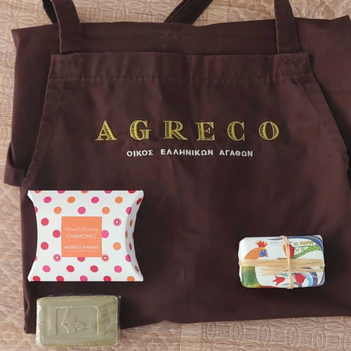 Agreco Farms Traditional Olive Oil Soap Set with Cooking Apron