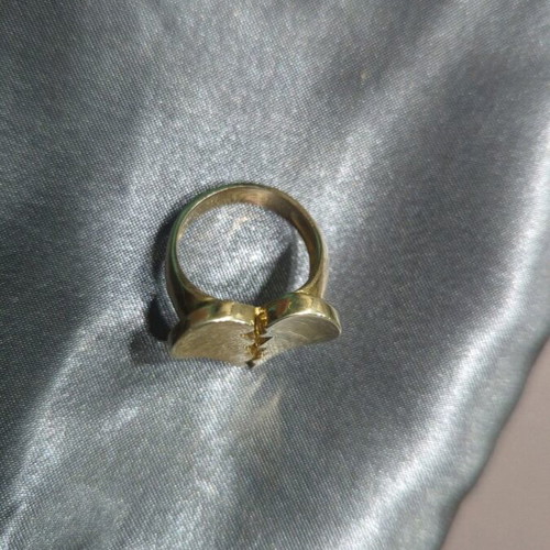 Silver gold-plated ring size 54 new with heart shape