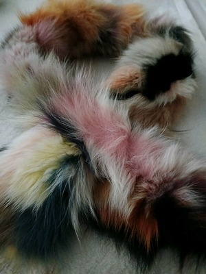 Multicolored Long Faux Fur Scarf Like New