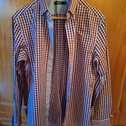Celio checked shirt, white and red, size M