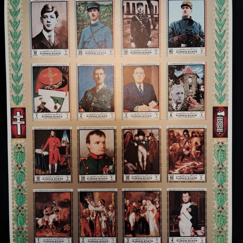 Stamps United Arab Emirates 1972 unsealed with Napoleon and De Gaulle