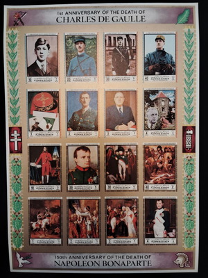Stamps United Arab Emirates 1972 unsealed with Napoleon and De Gaulle