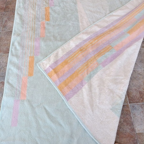 Adam double blanket like new, pastel stripes, Greek made