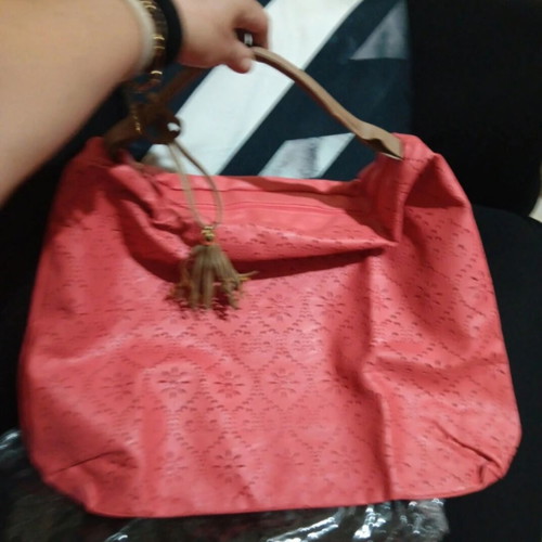 Large shoulder bag beach style new, red and orange