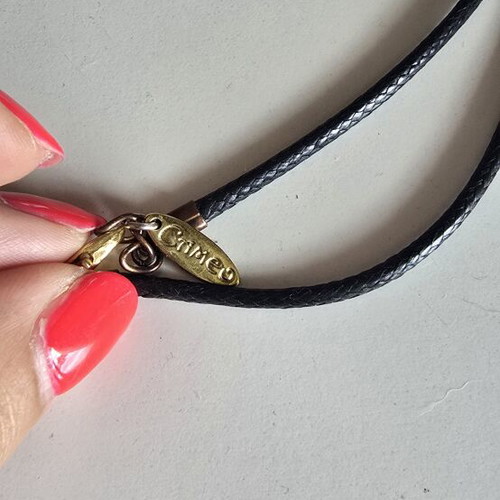 Cameo Statement Butterfly Pendant Necklace like new, black and gold-tone