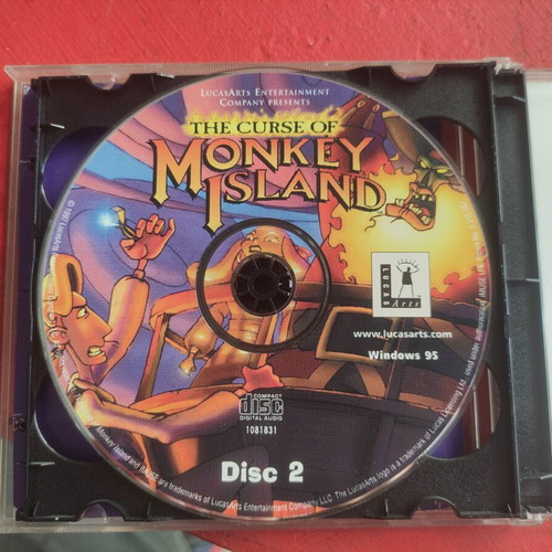 The Curse of The Monkey Island PC game CD used, 2 CDs with jewel case