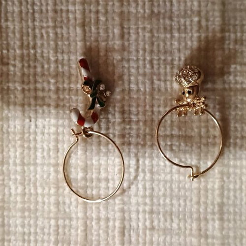 Christmas earrings new, gold-colored hoop set