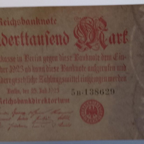 Reichsbanknote banknotes used, set of 5, Germany 1922-1923