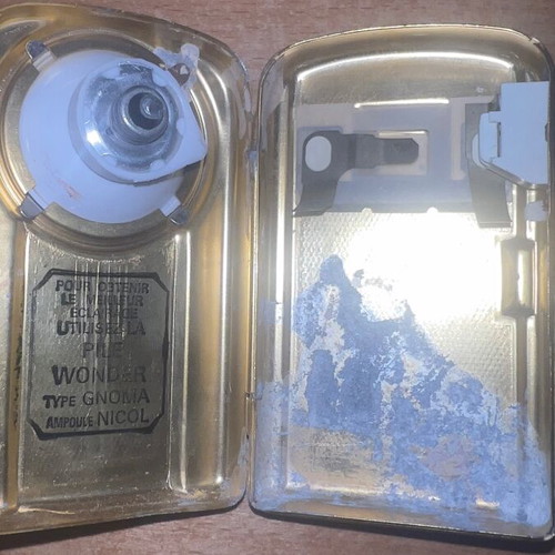 French Art Deco flashlight used, rare pack of two, gold color