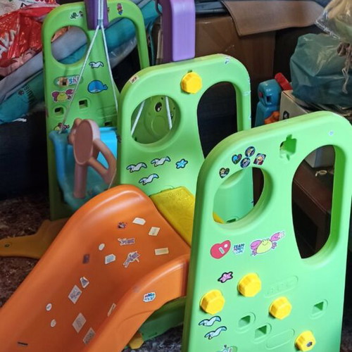Swing and slide playset used for indoor or outdoor