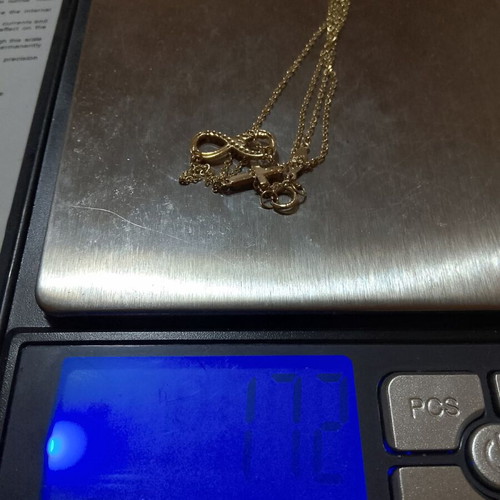 Gold Necklace 9K (375) with Cross and Infinity, like new