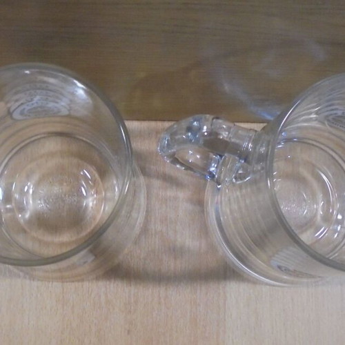 Warsteiner beer set of two used promotional glass mugs 0.5l