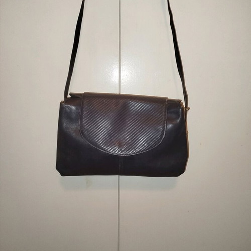 Vintage blue leather shoulder bag used