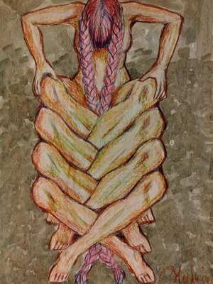 Dialogismos mixed media artwork on cardboard like new