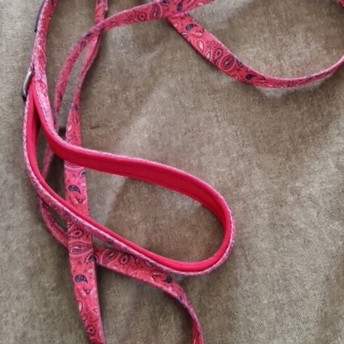 FURRY TAILLS dog harness with leash, like new, red bandana