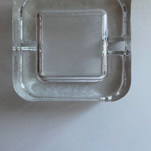 Ashtray for cigar and cigarette like new, heavy hammered glass