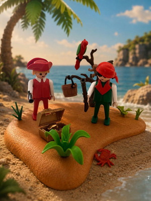 Playmobil Pirates μικρή νησίδα με δύο πειρατές, σαν καινούργιο