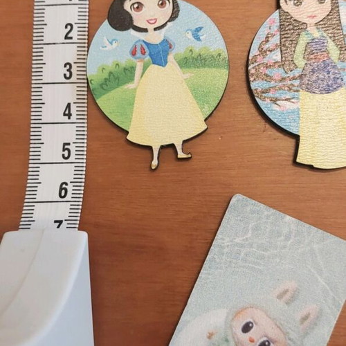 Wooden printed elements new, set of 10 pieces