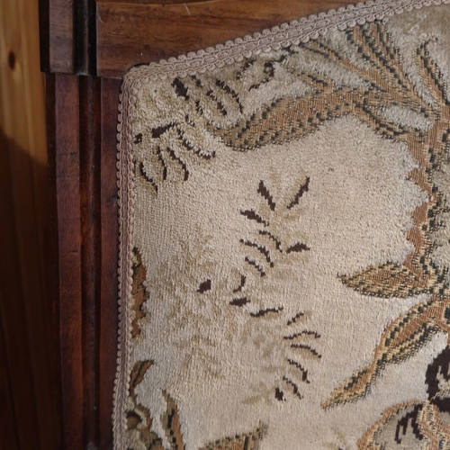 Armchair used, wooden frame vintage style with jacquard fabric