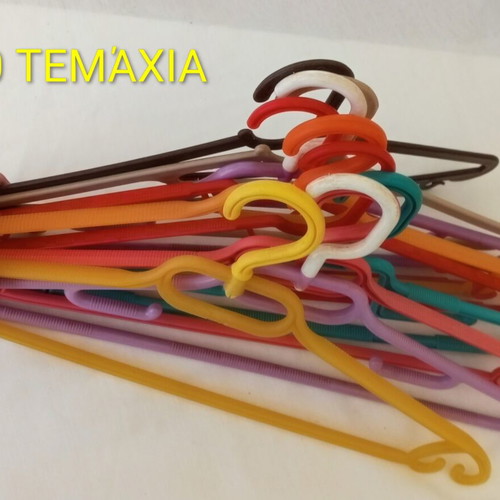 Plastic hangers used, pack of 10, large colorful