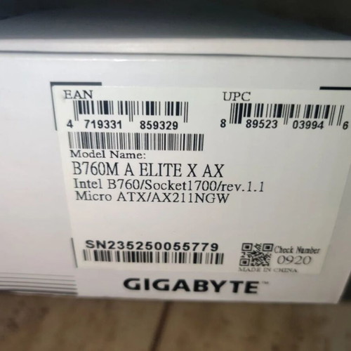 Gigabyte B760M Aorus Elite X AX Wi-Fi motherboard new, Micro ATX, Intel 1700 Socket