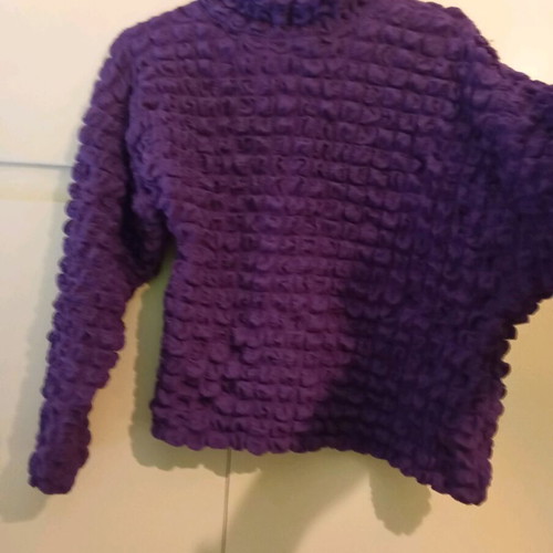 Zara blouse dark purple asymmetric with honeycomb pattern refurbished, medium