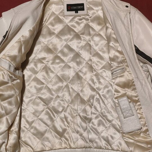 Street Boys men's leather jacket white size M like new