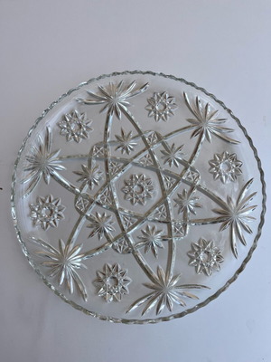 Glass serving platter new, 34cm diameter