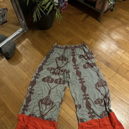 Boho pants Moutaki like new, soft cotton fabric, gray and red