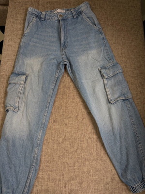 Bershka Cargo Jean men's with elastic like new, blue, size S