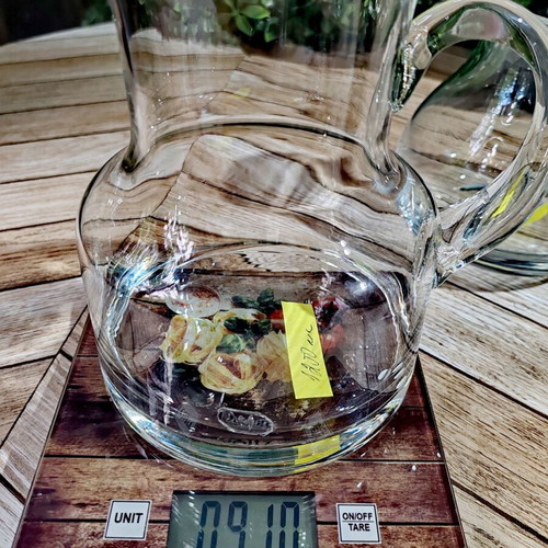 Vintage solid glass set – large jug (1200 ml) and balloon vase (900 ml)
