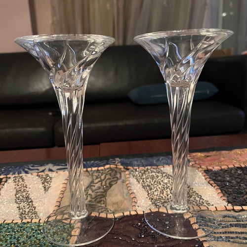 Crystal candlestick set like new, 20 cm height