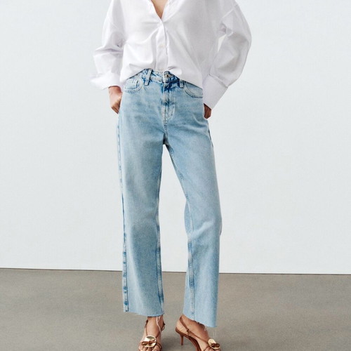 Zara straight jeans like new, blue, size S