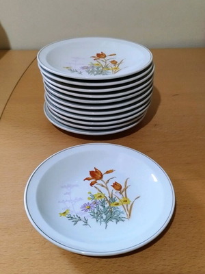 Vintage set of 12 floral plates, 18 cm