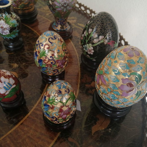 Cloisonne Chinese Art Decorations used, set of 24 pieces