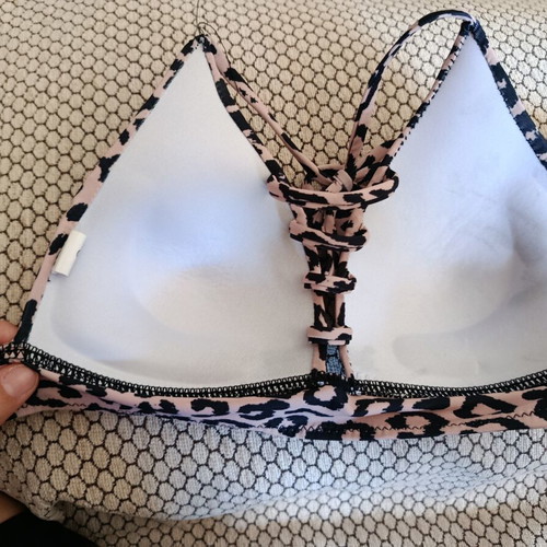 Leopard print swimsuit S-M like new with cut bottom and good chest lining