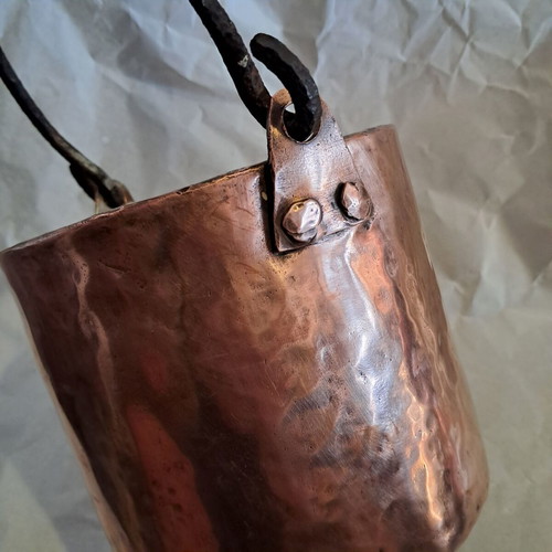 Copper vessel handmade 1930s used, 2 liters capacity