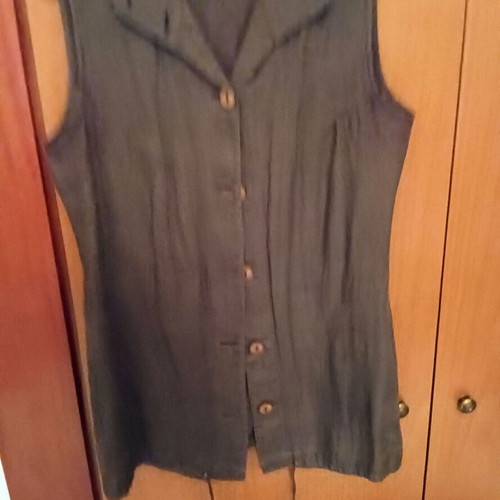 Linen vest hooded in khaki, like new, size M