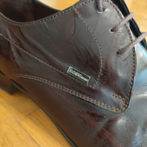 Boss men's leather lace-up shoes size 44, dark brown