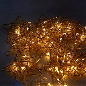 LED χριστουγεννιάτικα φωτάκια αστέρι θερμό φως 3μ