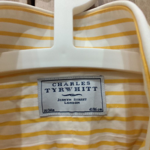 Charles Tyrwhitt striped yellow shirt, 100% cotton, size 16/34in