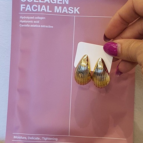 Collagen Facial Mask set with gift gold acrylic drop earrings new