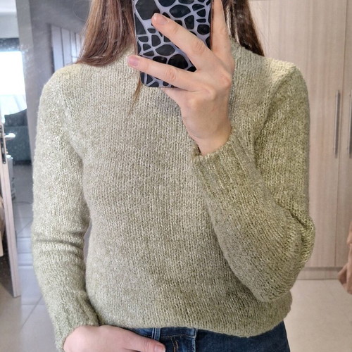 Knitted sweater with light turtleneck green new, size S
