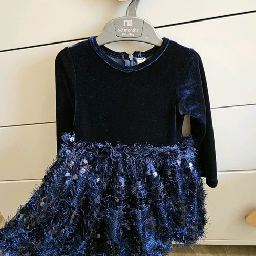 Dress for 2-year-old girl like new, dark blue velvet