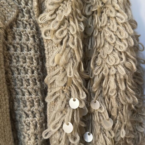 Knitted cardigan with sequins used, beige, size M