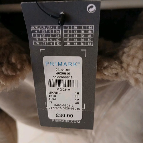 Primark Aviator Jacket new, grey with fur lining, size L