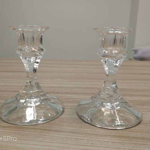 Glass candle holder used set of 2 pieces