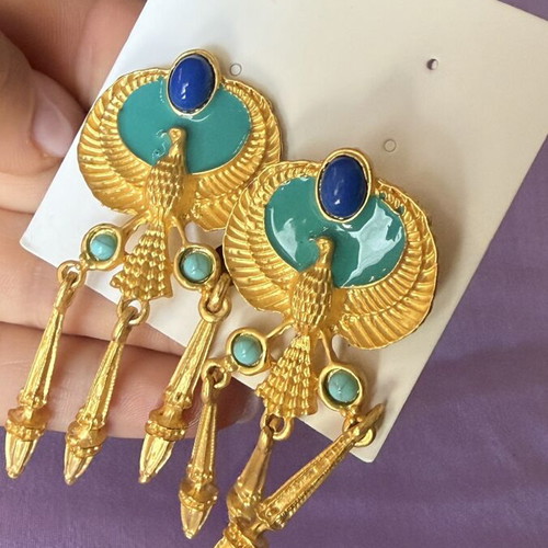 Earrings new, multicolor and goldtone
