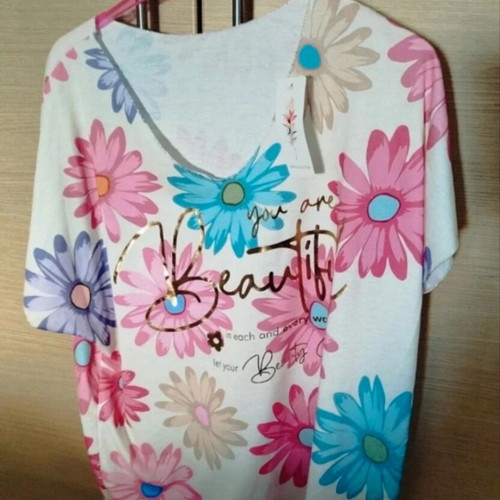 Short Sleeve Blouse New Collection Italy one size white multicolor new