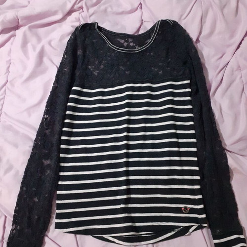 BSB striped blouse with transparency new, black and white